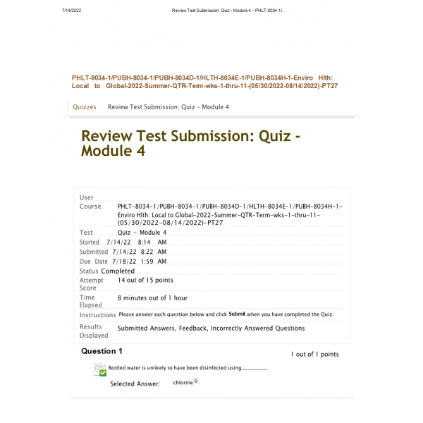 PHLT 8034-PUBH-8034-PUBH-8034D-HLTH-8034H Module 4 Quiz: 0 PHLT 8034-PUBH-8034-PUBH-8034D-HLTH-8034H Module 4 Quiz: 0