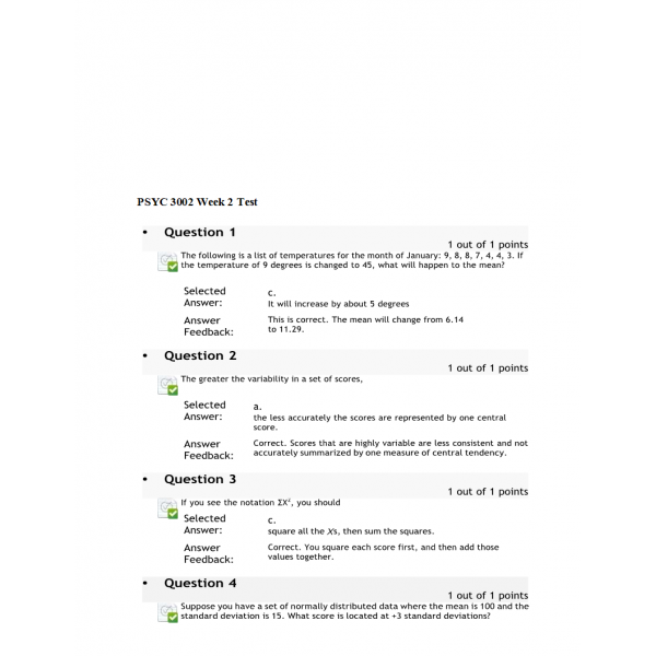 PSYC 3002 Week 2 Practice Test PSYC 3002 Week 2 Practice Test