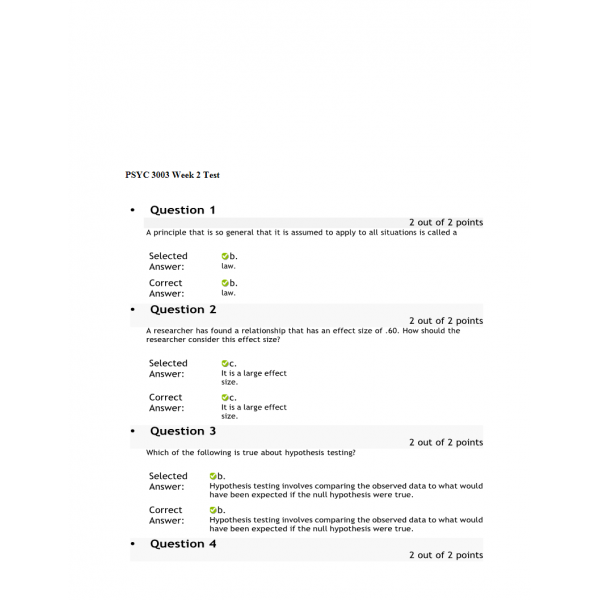 PSYC 3003 Week 2 Test PSYC 3003 Week 2 Test