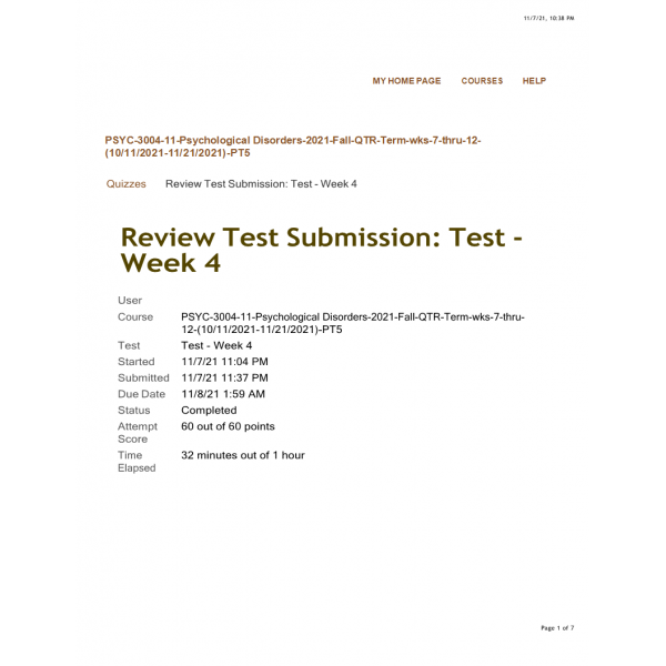 PSYC-3004 Week 4 Quiz PSYC-3004 Week 4 Quiz
