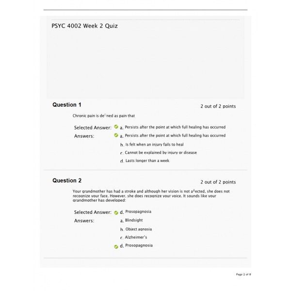 PSYC-4002 Week 2 Quiz PSYC-4002 Week 2 Quiz