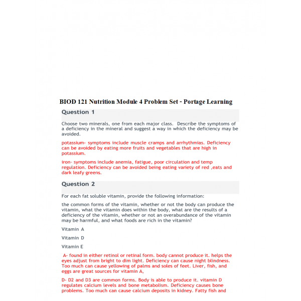 BIOD 121 Module 4 Problem Set - Portage Learning