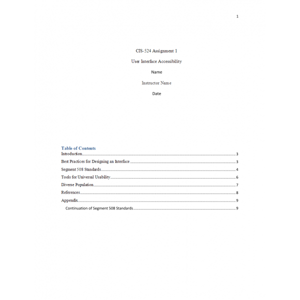 CIS 524 Week 3 Assignment 1, User Interface Accessibility Paper 2