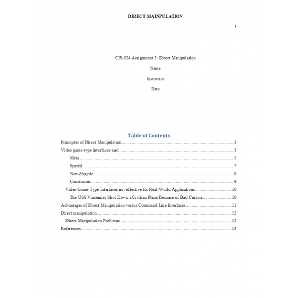 CIS 524 Week 8 Assignment 3, Direct Manipulation in Todays System Paper 2
