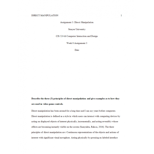 CIS 524 Week 8 Assignment 3, Direct Manipulation