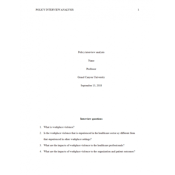 HLT 205 Week 7 Assignment, Policy Interview Analysis 2 HLT 205 Week 7 Assignment, Policy Interview Analysis 2