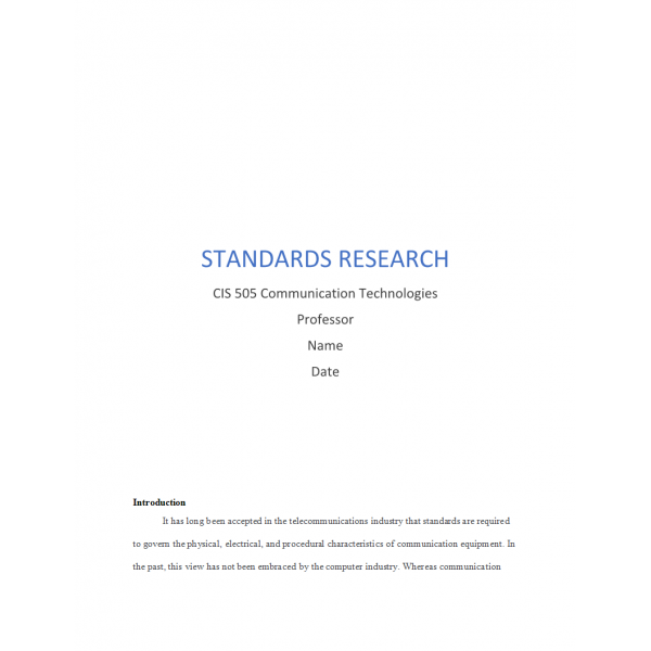 CIS 505 Week 2 Assignment 1, Standard Research Paper 1