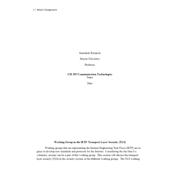 CIS 505 Week 2 Assignment 1, Standards Research Paper 3