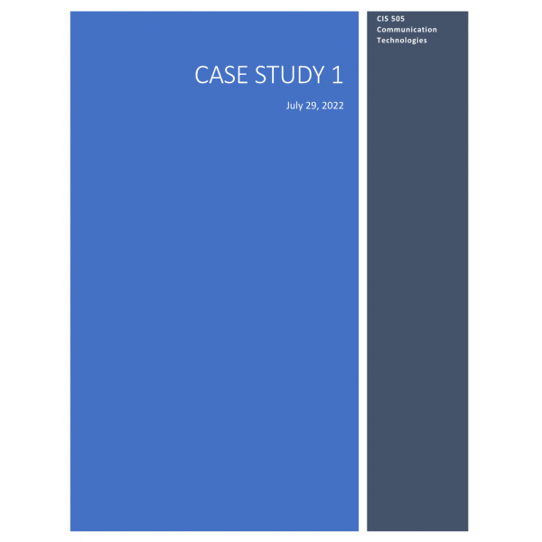 CIS 505 Week 4 Assignment Case Study 1 - Florida Department of Management