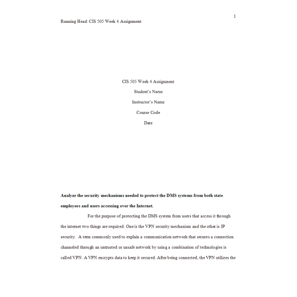CIS 505 Week 4 Assignment Case Study 1, Florida Department of Management Service