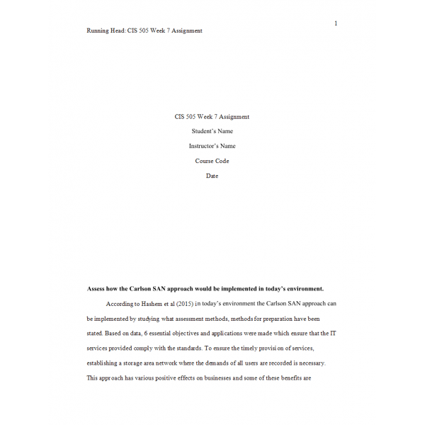 CIS 505 Week 7 Assignment Case Study 3, Carlson Companies