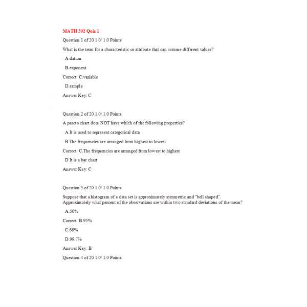 MATH 302 Quiz 1 Set 3 MATH 302 Quiz 1 Set 3
