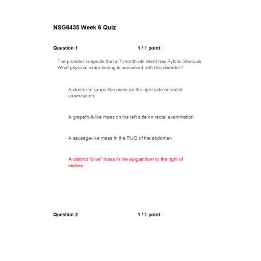 NSG 6435 Week 6 Quiz