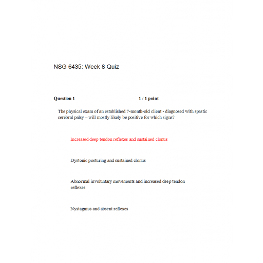 NSG 6435 Week 8 Quiz