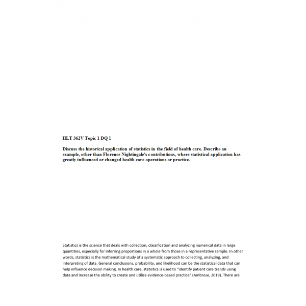 HLT 362V Topic 1 DQ 1 HLT 362V Topic 1 DQ 1