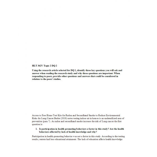 HLT 362V Topic 2 DQ 2 HLT 362V Topic 2 DQ 2