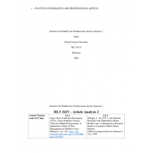HLT 362V Topic 3 Article Analysis 2 - Version 1 HLT 362V Topic 3 Article Analysis 2 - Version 1