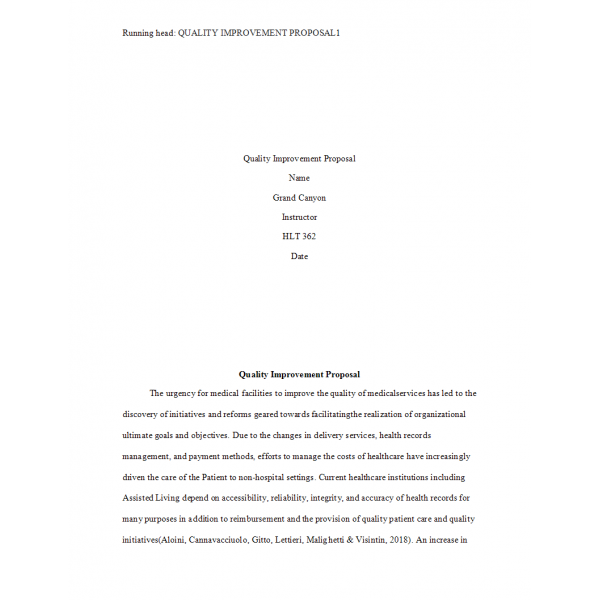 HLT 362V Topic 4 Assignment 4, Quality Improvement Proposal - Improving Medical Services