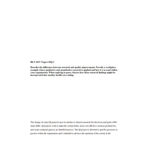 HLT 362V Topic 4 DQ 2, Research in Healthcare