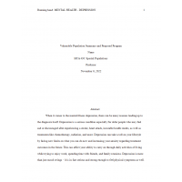 HCA 430 Week 2 Assignment, Vulnerable Population Summary and Proposed Program (Mental Health - Depression)