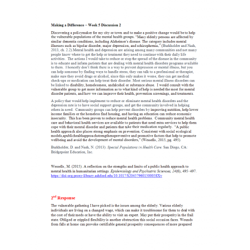HCA 430 Week 5 Discussion 2, Making a Difference
