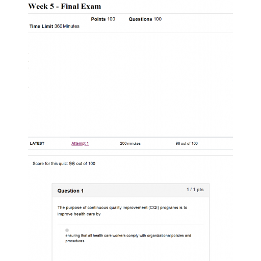 HCA 375 Week 5 Final Exam 1