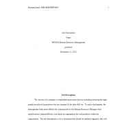 BUS 303 Week 2 Assignment, Job Description Paper BUS 303 Week 2 Assignment, Job Description Paper