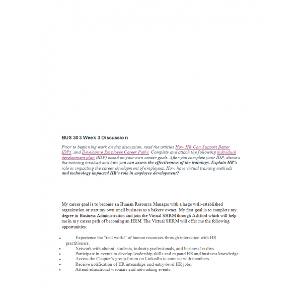 BUS 303 Week 3 Discussion 2