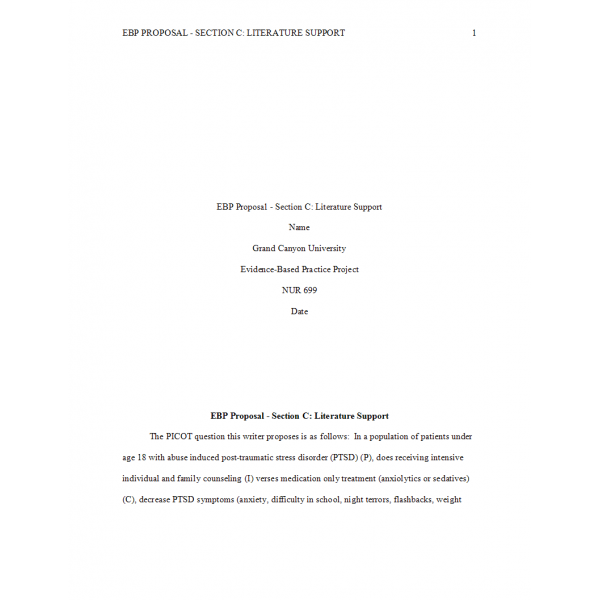 NUR 699 Week 3 Assignment, EBP Proposal Section C - Literature Support 2