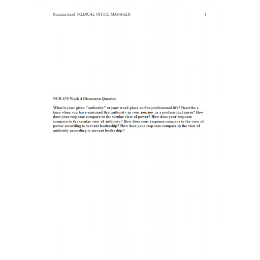 NUR 670 Week 4 Discussion, Authority