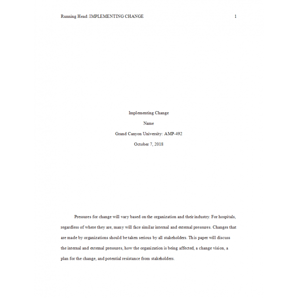 AMP 492 Topic 6 Assignment 2, Implementing Change (Naval Medical Center) AMP 492 Topic 6 Assignment 2, Implementing Change (Naval Medical Center)