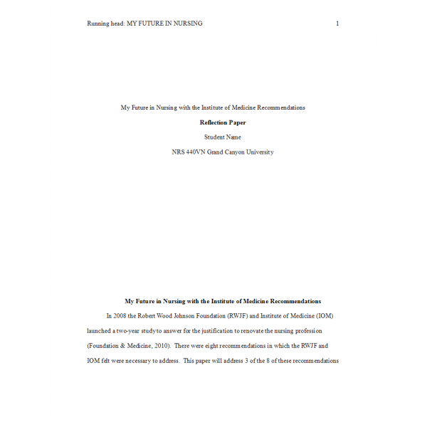 NRS 440VN Week 3 Assignment, Reflection Paper NRS 440VN Week 3 Assignment, Reflection Paper