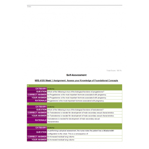 NRS 410V Week 1 Assignment, Assess your Knowledge of Foundational Concepts 2