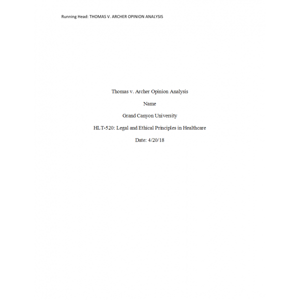 HLT 520 Week 3 Assignment, Thomas v: 2018