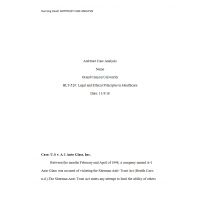 HLT 520 Week 6 Assignment, Antitrust Case Analysis HLT 520 Week 6 Assignment, Antitrust Case Analysis