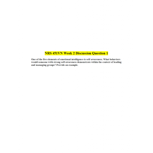 NRS 451VN Week 2 Discussion Question 1