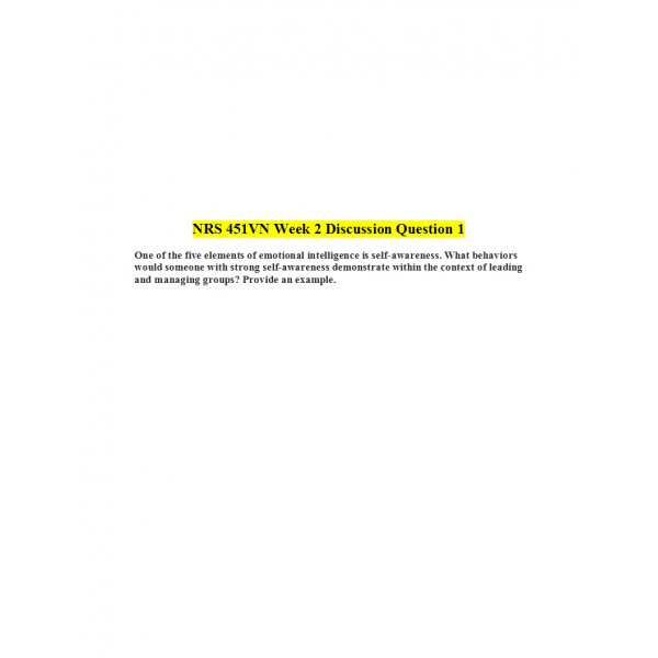 NRS 451VN Week 2 Discussion Question 1 NRS 451VN Week 2 Discussion Question 1