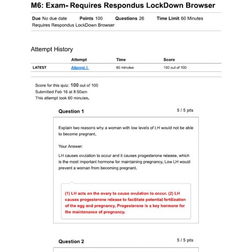 BIOD 151 Module 6 Exam