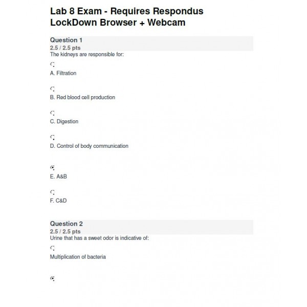 BIOD 152 A & P II Lab 8 Exam - Portage Learning