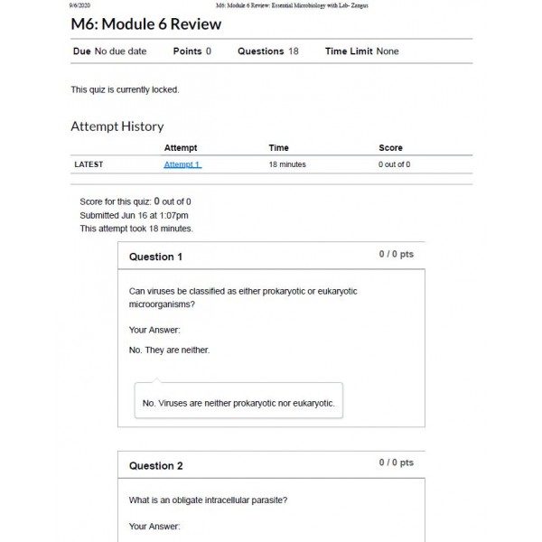 BIOD 171 M6 Module 6 Review