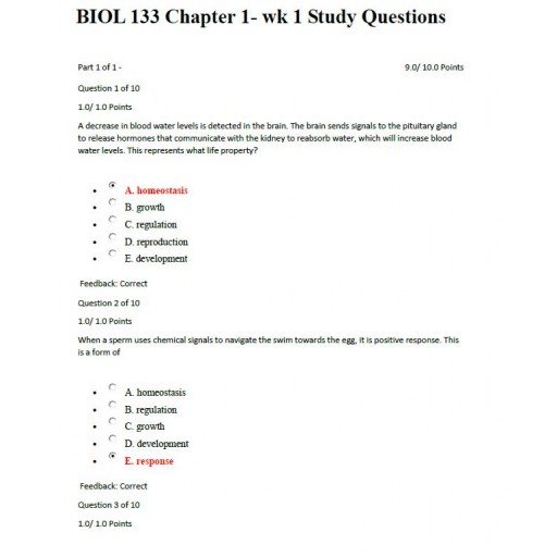 BIOL 133 Week 1 Chapter 1
