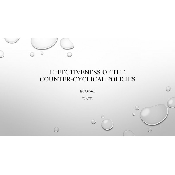 ECO 561 Week 5 Individual Assignment, Effectiveness of the Counter-Cyclical Policies - Housing